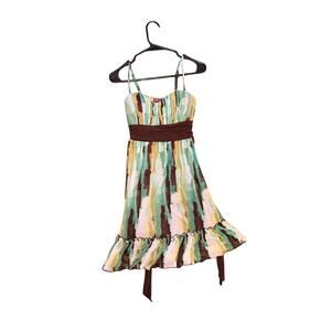 miss bisou green and brown dress